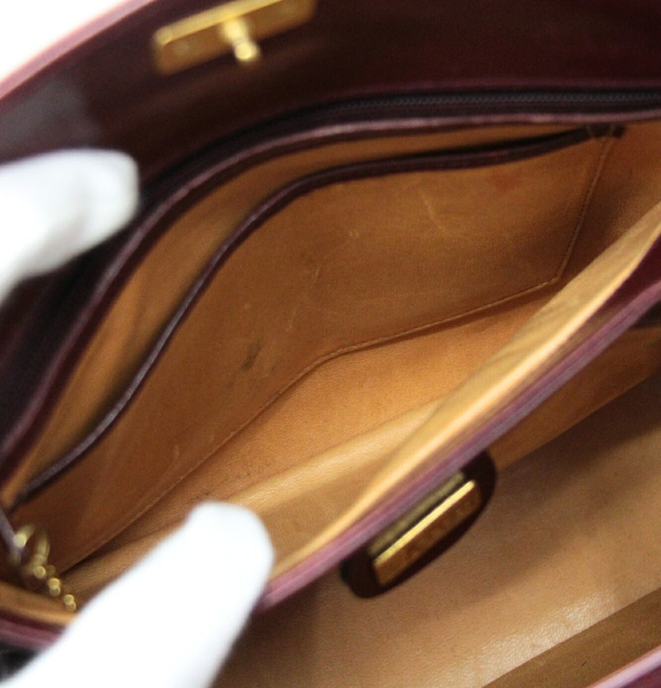 GUCCI Vintage Bamboo Turn-lock Handbag Red Size ONE SIZE