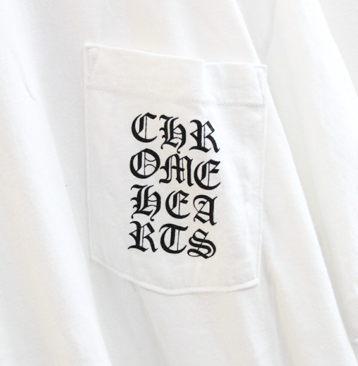 CHROME HEARTS Vertical Logo Short T-Shirt White Size XL