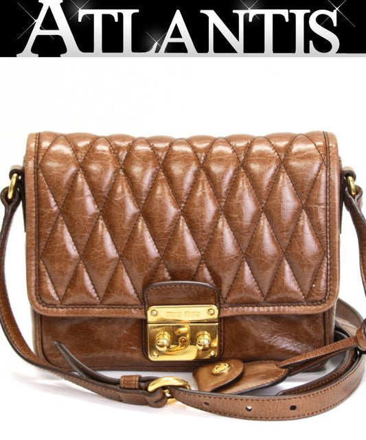 Miu Miu Brown Leather 2-Way Shoulder Bag Size ONE SIZE