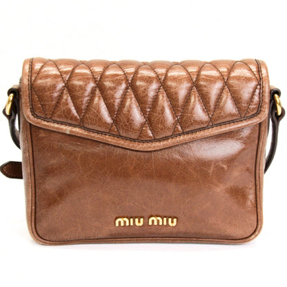 Miu Miu Brown Leather 2-Way Shoulder Bag Size ONE SIZE