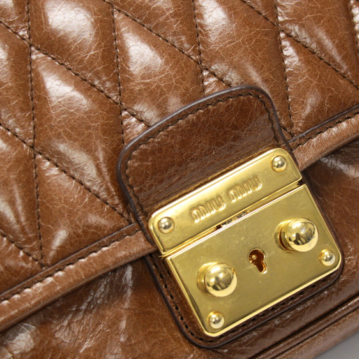Miu Miu Brown Leather 2-Way Shoulder Bag Size ONE SIZE