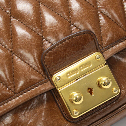 Miu Miu Brown Leather 2-Way Shoulder Bag Size ONE SIZE