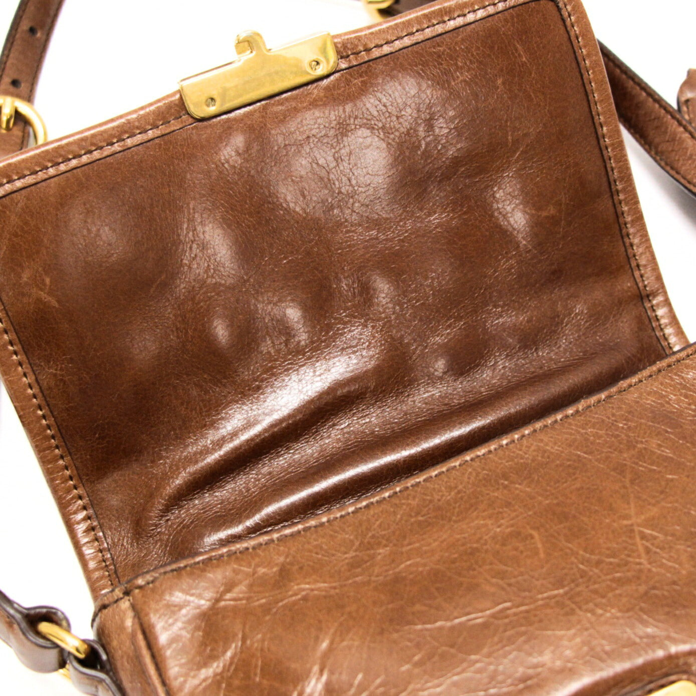 Miu Miu Brown Leather 2-Way Shoulder Bag Size ONE SIZE