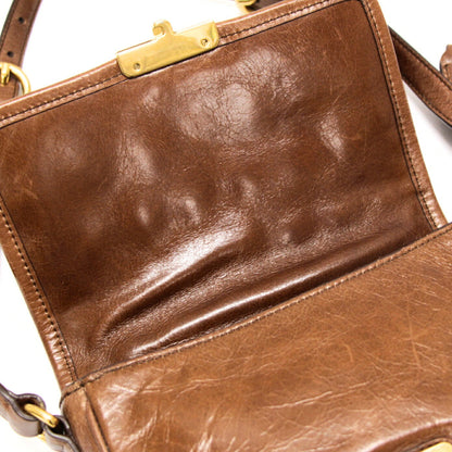 Miu Miu Brown Leather 2-Way Shoulder Bag Size ONE SIZE