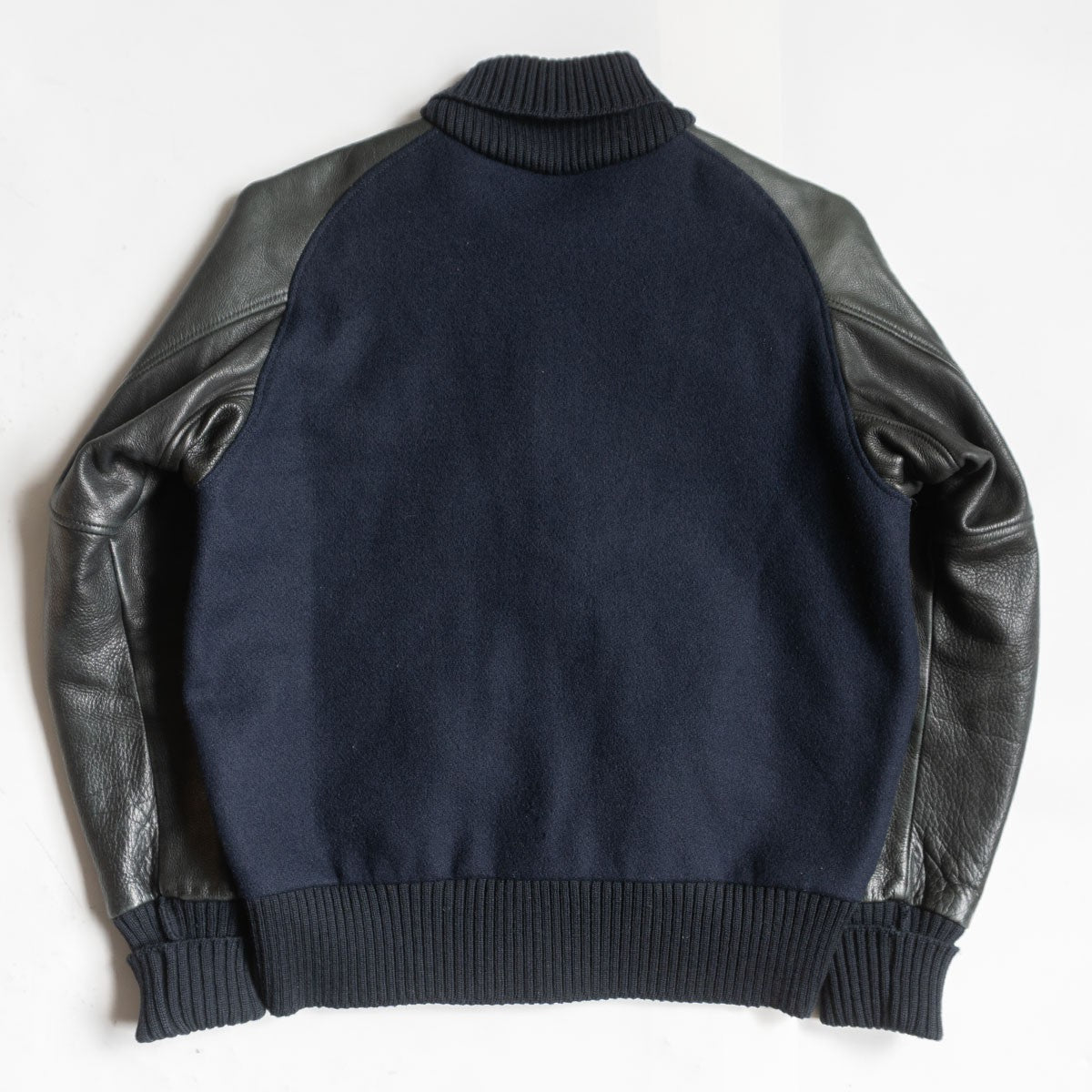 Skookum Melton Leather Varsity Jacket Blue Size 38