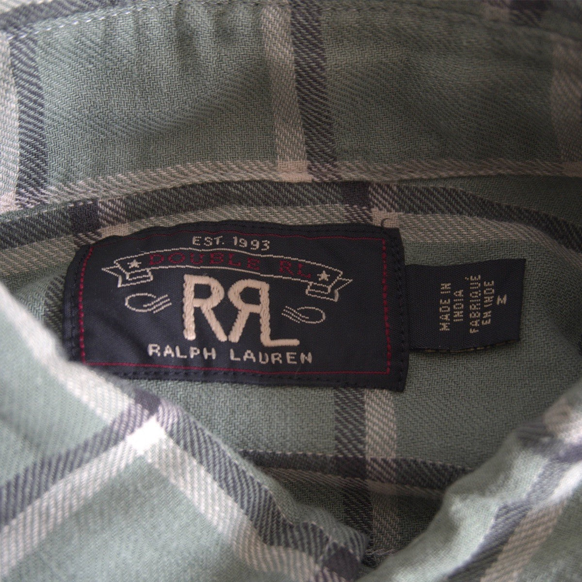RRL Washed Flannel Shirt Side Gussets Size M