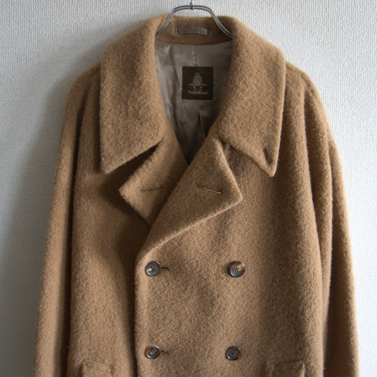Paul Stuart Alpaca Double-Breasted Coat Brown Size 48
