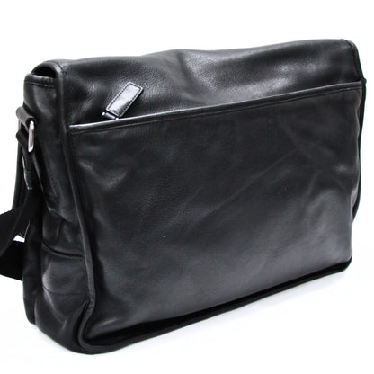 PRADA Black Leather Logo Shoulder Bag Size ONE SIZE