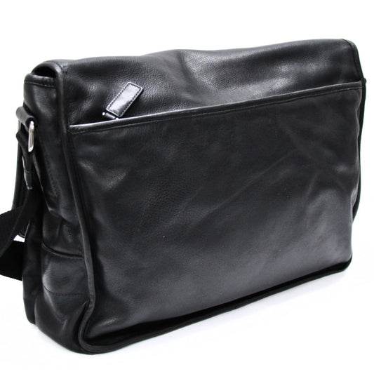 PRADA Black Leather Logo Shoulder Bag Size ONE SIZE