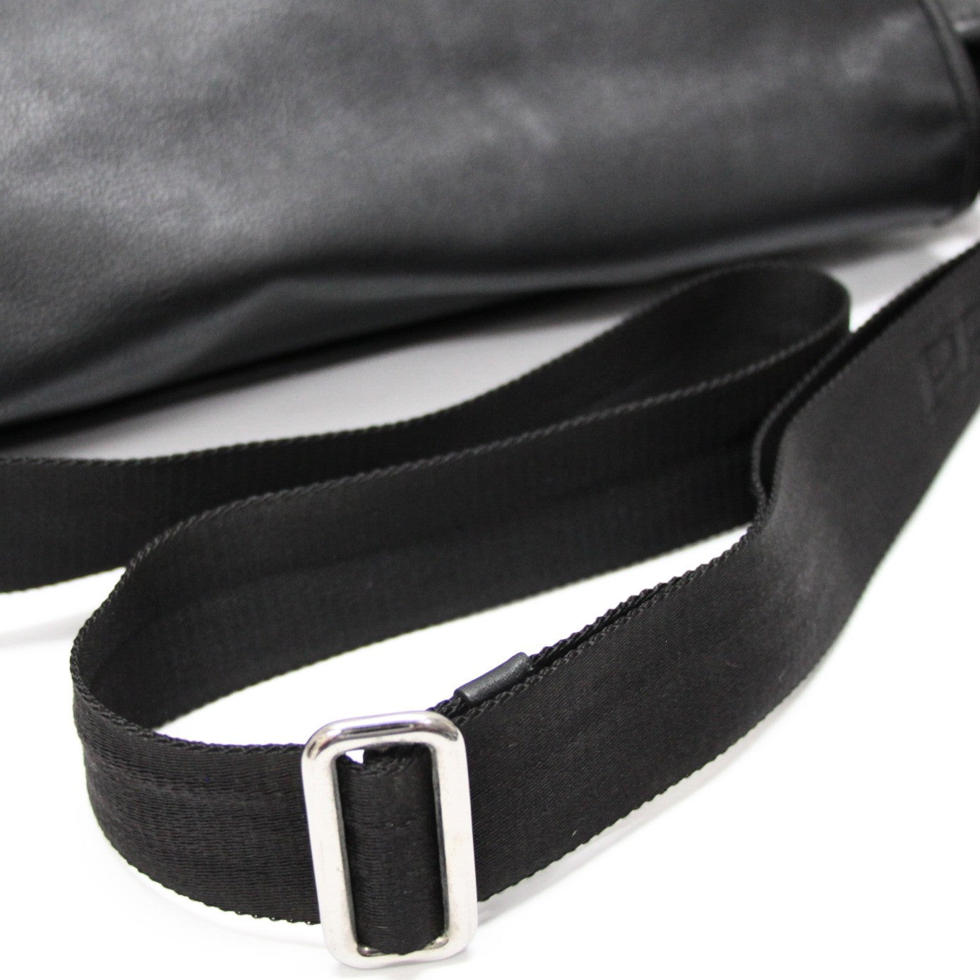 PRADA Black Leather Logo Shoulder Bag Size ONE SIZE