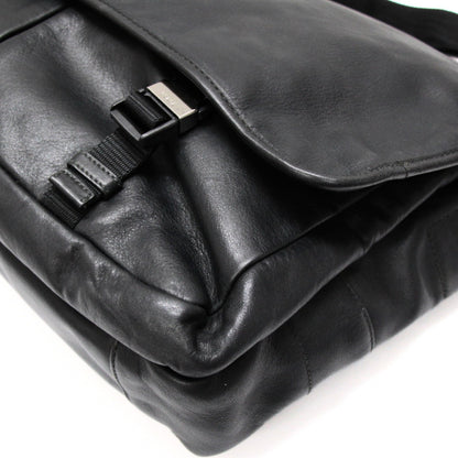 PRADA Black Leather Logo Shoulder Bag Size ONE SIZE