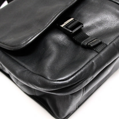 PRADA Black Leather Logo Shoulder Bag Size ONE SIZE