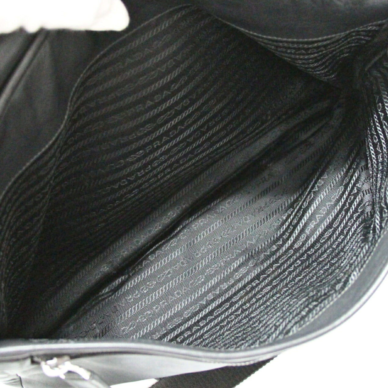 PRADA Black Leather Logo Shoulder Bag Size ONE SIZE