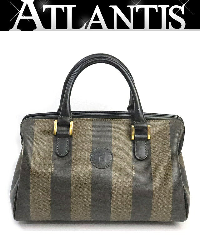 FENDI Vintage Pequin Mini Boston Bag Black Size ONE SIZE