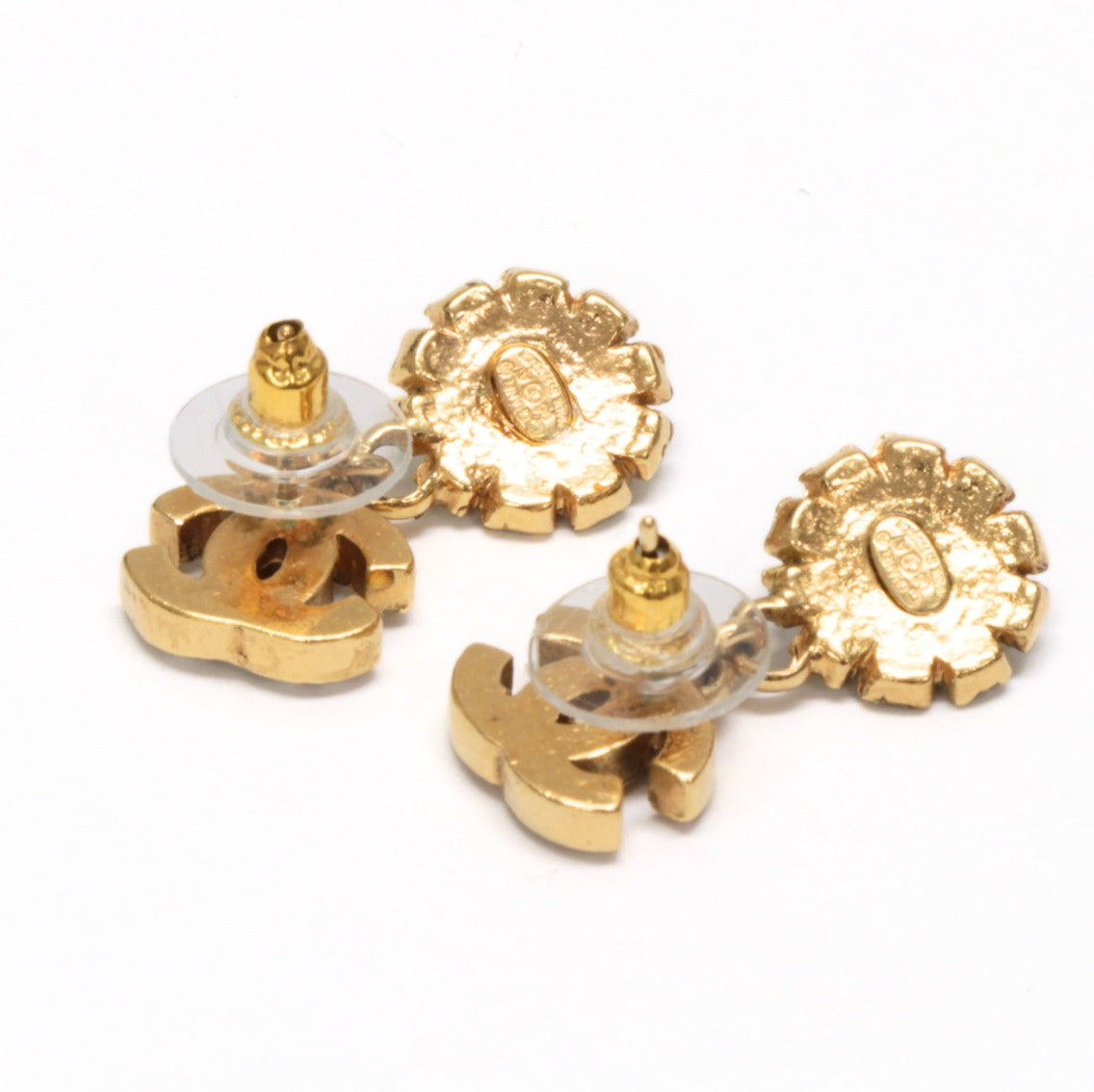 CHANEL Coco Mark Rhinestone Earrings Multi Size ONE SIZE