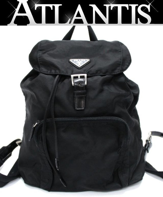 PRADA Black Nylon Triangle Logo Backpack Bag Size ONE SIZE