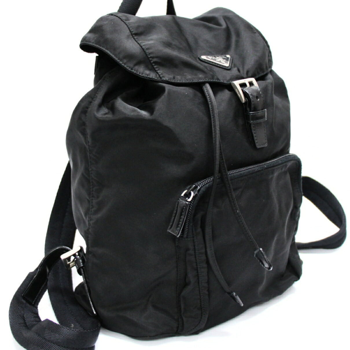 PRADA Black Nylon Triangle Logo Backpack Bag Size ONE SIZE