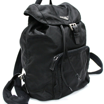 PRADA Black Nylon Triangle Logo Backpack Bag Size ONE SIZE