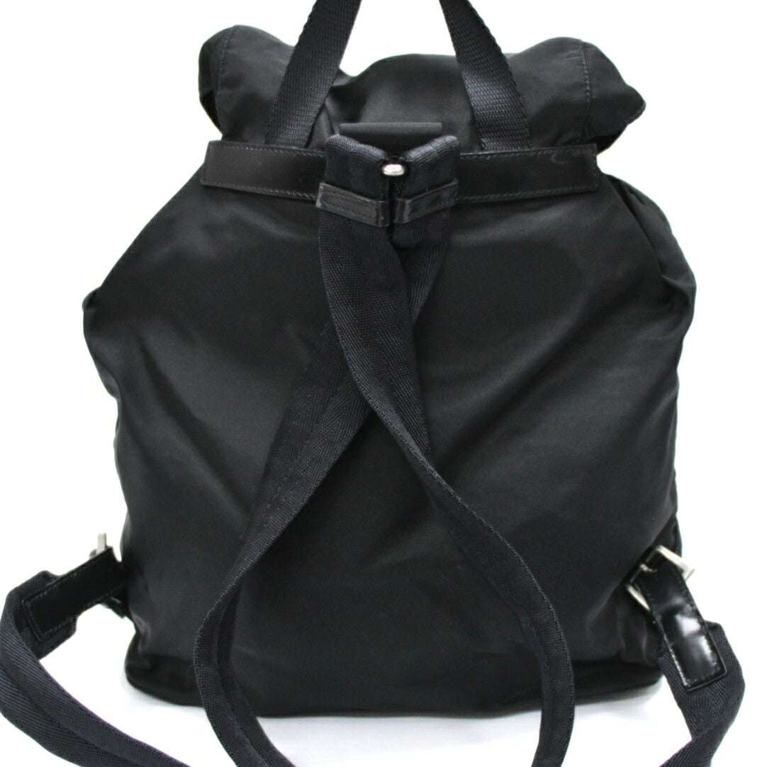 PRADA Black Nylon Triangle Logo Backpack Bag Size ONE SIZE
