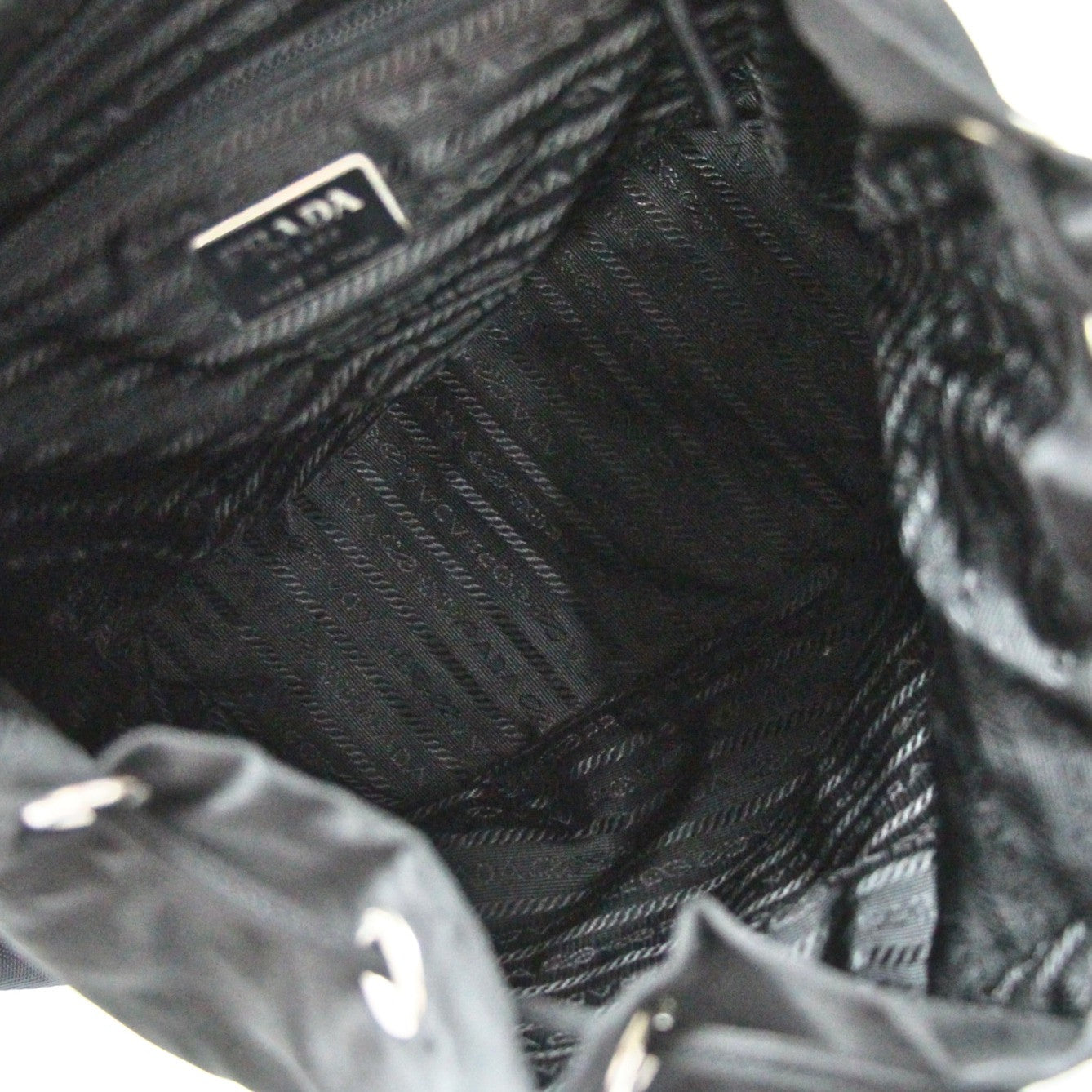 PRADA Black Nylon Triangle Logo Backpack Bag Size ONE SIZE