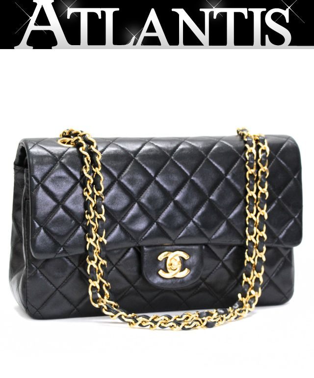 CHANEL Matelasse 25 Lambskin Shoulder Bag Size ONE Black
