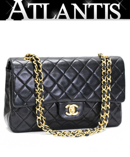 CHANEL Matelasse 25 Lambskin Shoulder Bag Size ONE Black