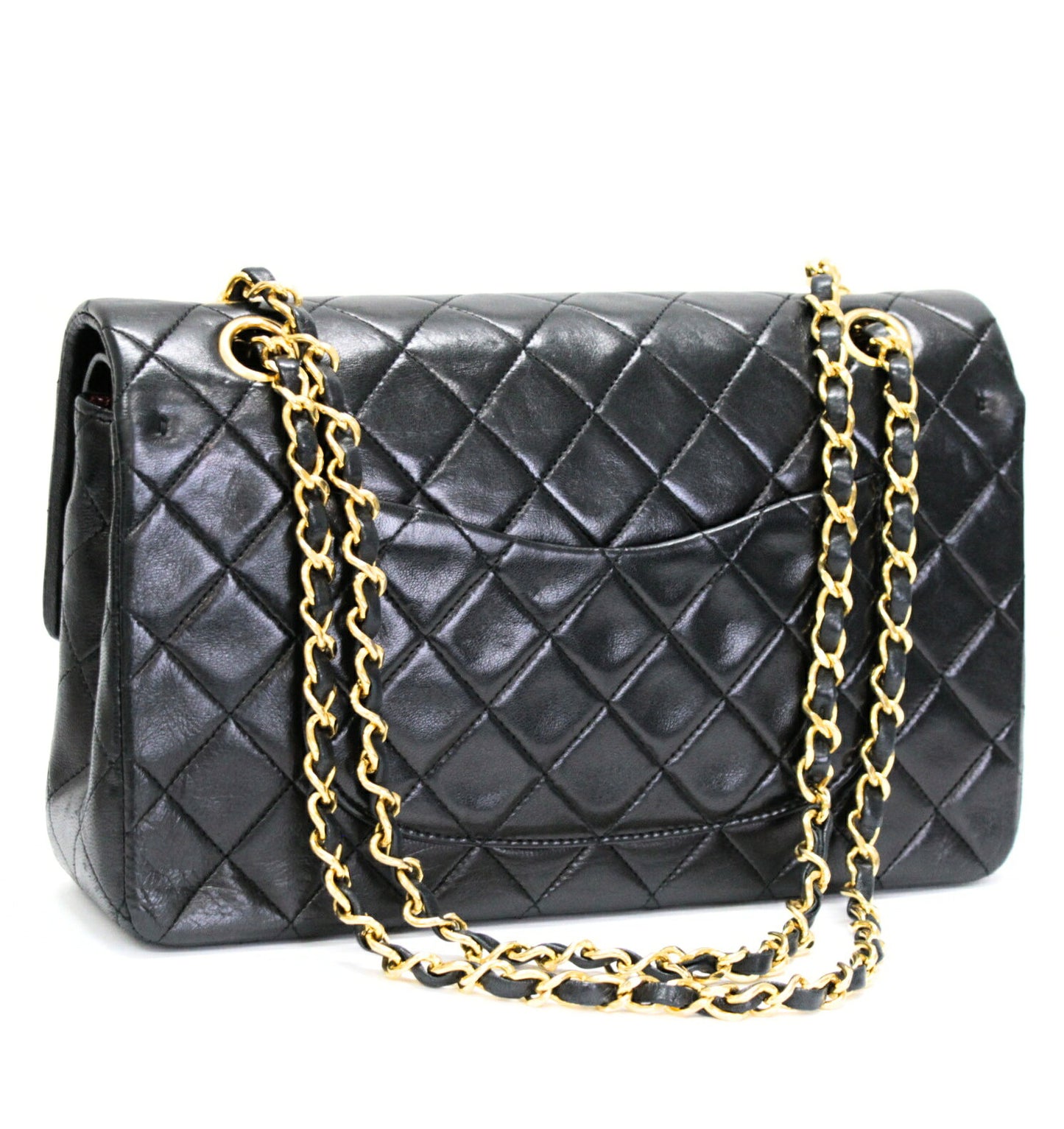 CHANEL Matelasse 25 Lambskin Shoulder Bag Size ONE Black