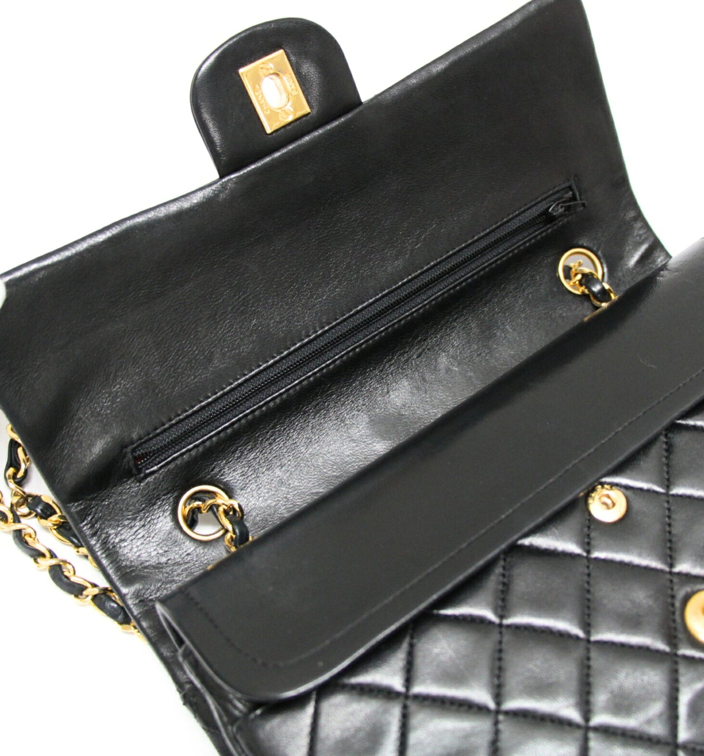 CHANEL Matelasse 25 Lambskin Shoulder Bag Size ONE Black