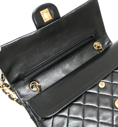 CHANEL Matelasse 25 Lambskin Shoulder Bag Size ONE Black