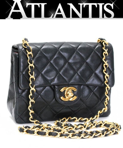CHANEL Mini Matelasse 17 Lamb Chain Bag Black Size ONE SIZE