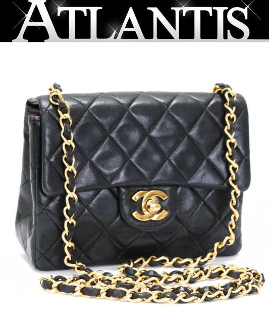 CHANEL Mini Matelasse 17 Lamb Chain Bag Black Size ONE SIZE