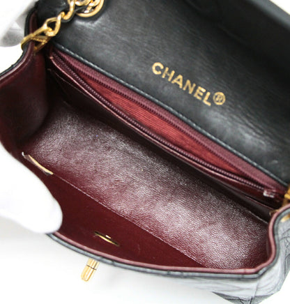 CHANEL Mini Matelasse 17 Lamb Chain Bag Black Size ONE SIZE