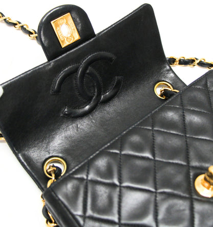 CHANEL Mini Matelasse 17 Lamb Chain Bag Black Size ONE SIZE