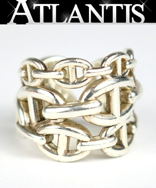 HERMES Chaine d'Ancre Enchainee GM Silver Ring Size US 6