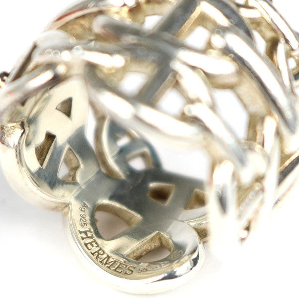 HERMES Chaine d'Ancre Enchainee GM Silver Ring Size 55