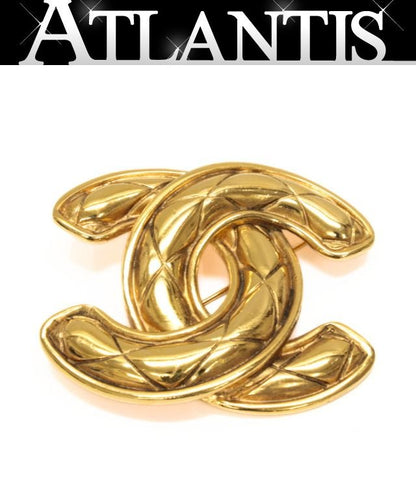 CHANEL Vintage Coco Mark Large Gold Metal Brooch