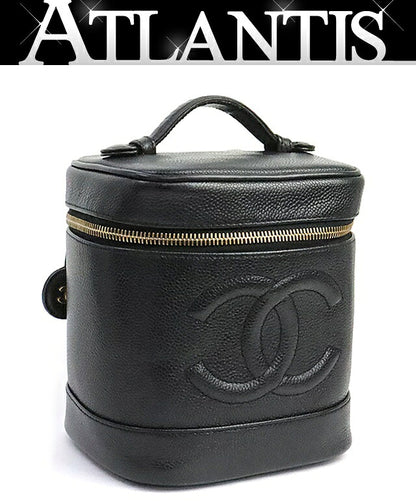 CHANEL Coco Mark Caviar Skin Vanity Bag Black Size ONE SIZE