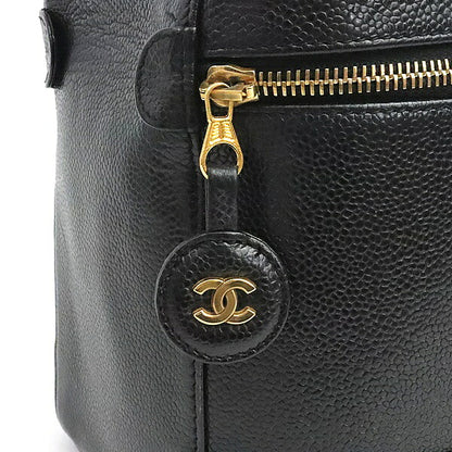 CHANEL Coco Mark Caviar Skin Vanity Bag Black Size ONE SIZE