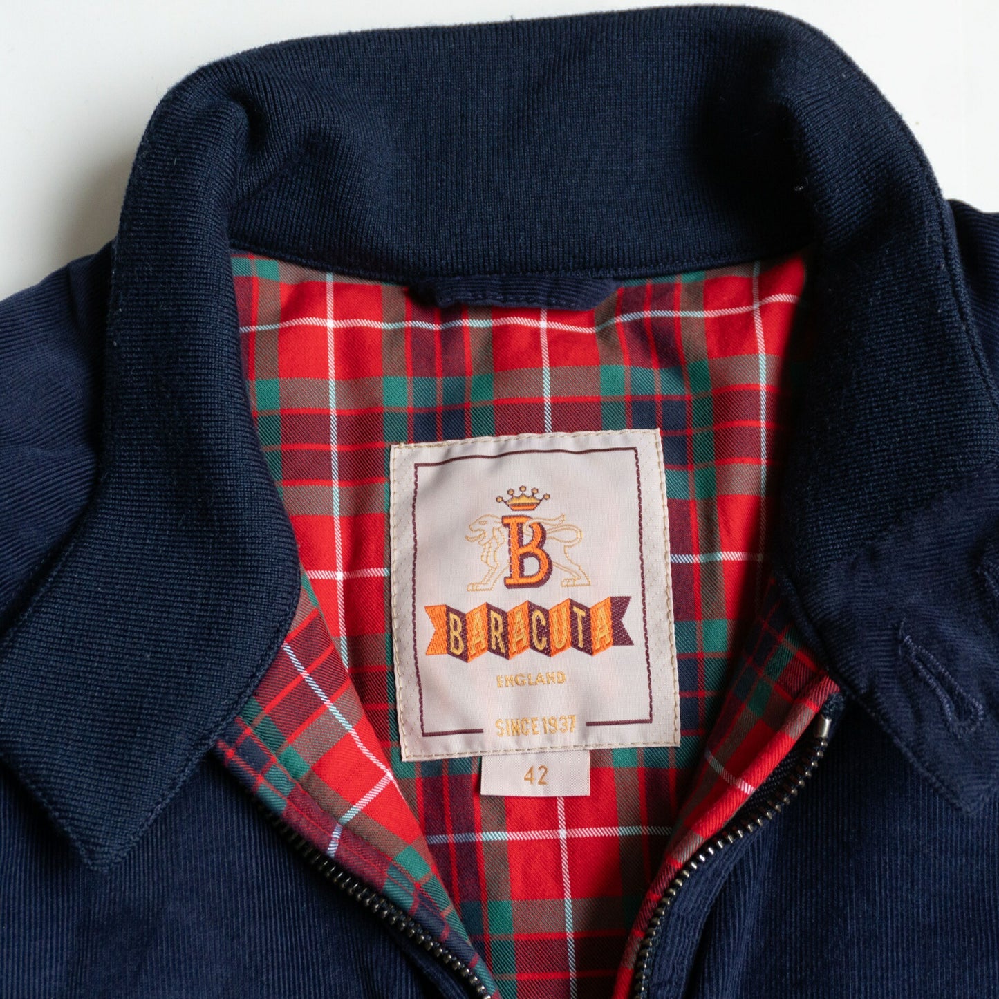 Baracuta G9 Padded Corduroy Harrington Jacket Blue Size 42