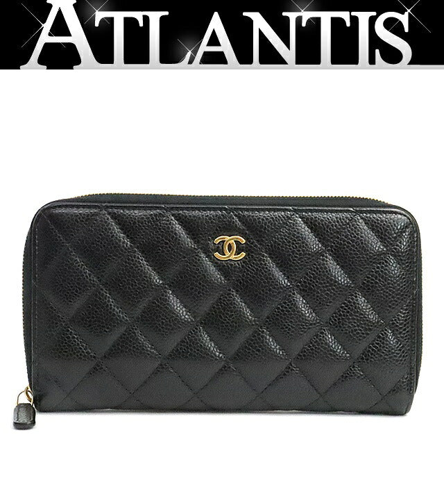 CHANEL Matelasse Caviar Skin Wallet Black Size ONE SIZE