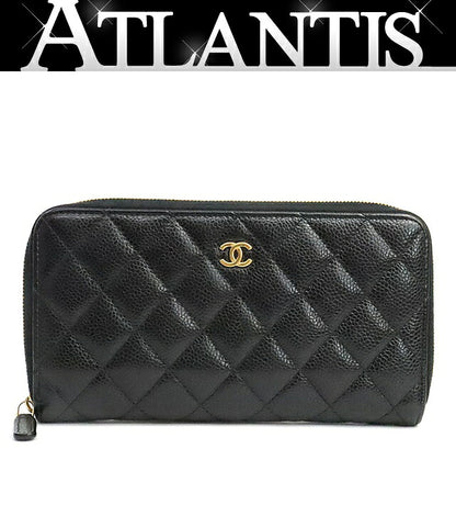 CHANEL Matelasse Caviar Skin Wallet Black Size ONE SIZE