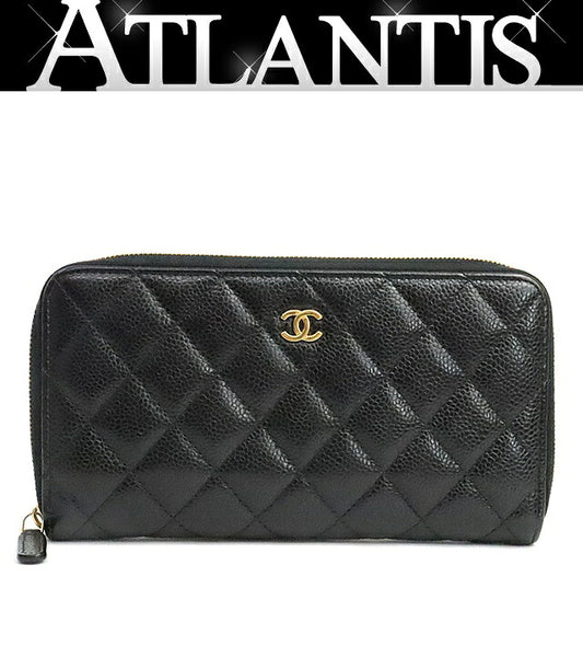 CHANEL Matelasse Caviar Skin Wallet Black Size ONE SIZE