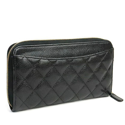 CHANEL Matelasse Caviar Skin Wallet Black Size ONE SIZE