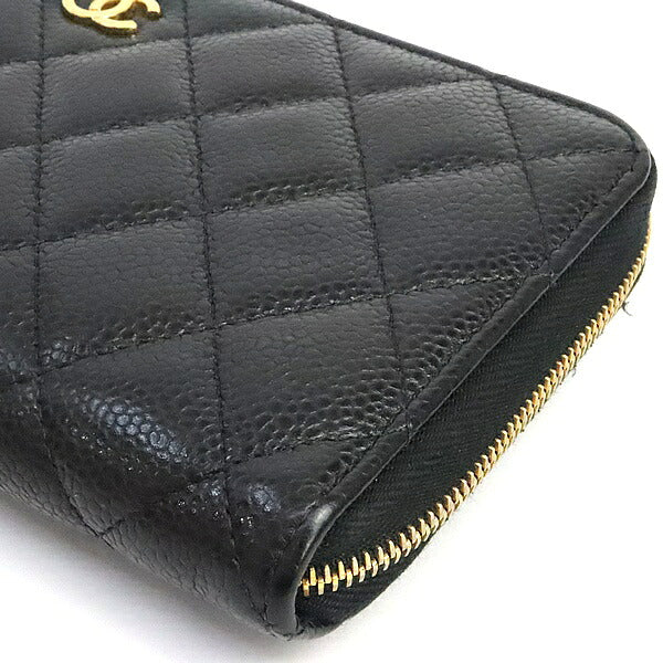 CHANEL Matelasse Caviar Skin Wallet Black Size ONE SIZE