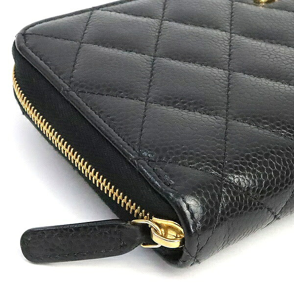 CHANEL Matelasse Caviar Skin Wallet Black Size ONE SIZE
