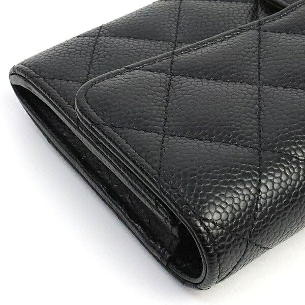CHANEL Matelasse Caviar Skin Flap Wallet Black Size ONE SIZE