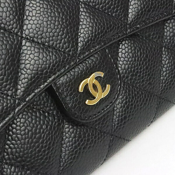 CHANEL Matelasse Caviar Skin Flap Wallet Black Size ONE SIZE