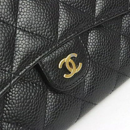 CHANEL Matelasse Caviar Skin Flap Wallet Black Size ONE SIZE