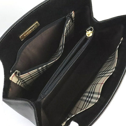 BURBERRY Nova Check Saffiano Handbag Black Size ONE SIZE