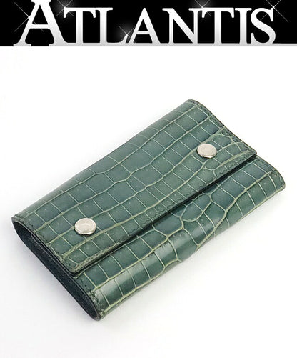 HERMES Crocodile Blue Jean Key Case Polo